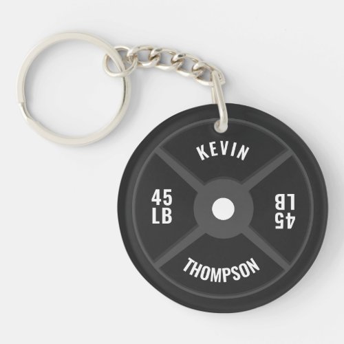 Weight Plate Training Fitness Bodybuilding Name Keychain