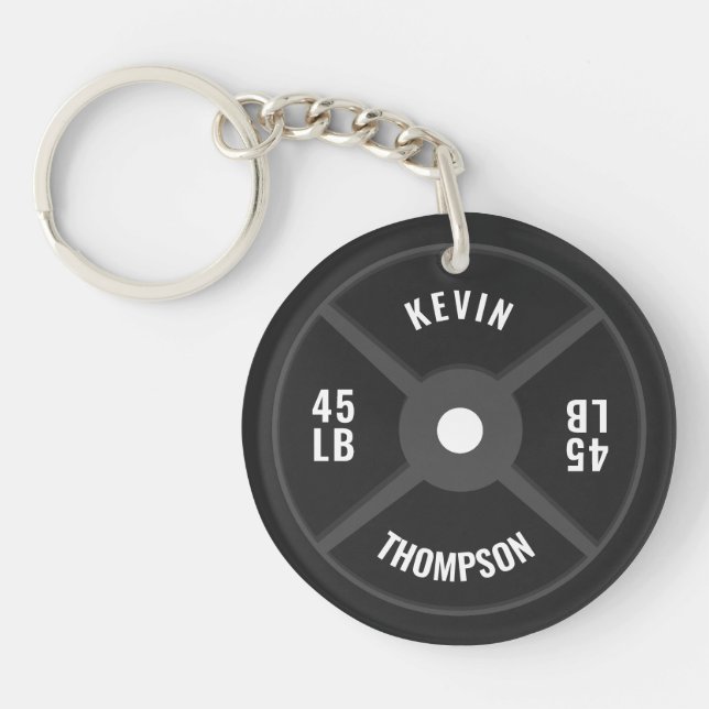Weight Plate Training Fitness Bodybuilding Name Keychain (Front)