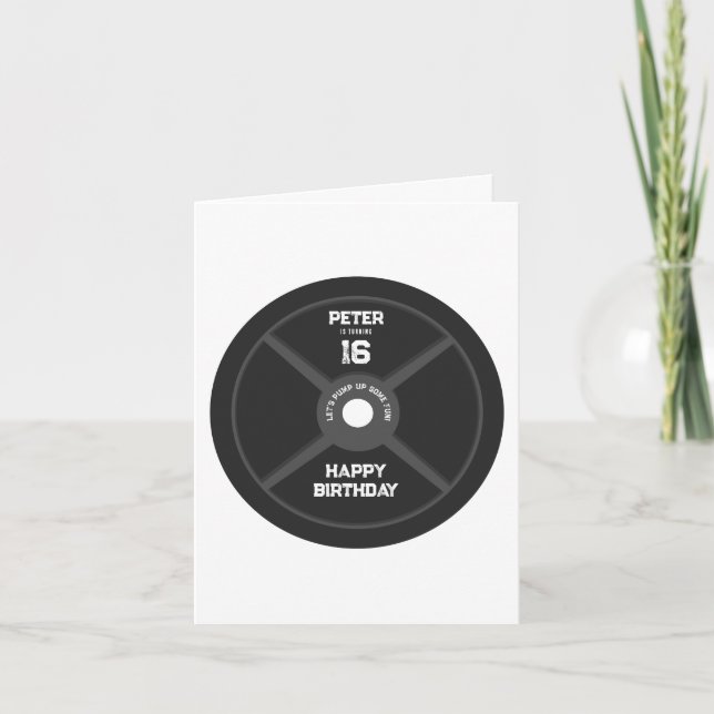 Weight Plate Training Fitness Gym Birthday Card (Front)