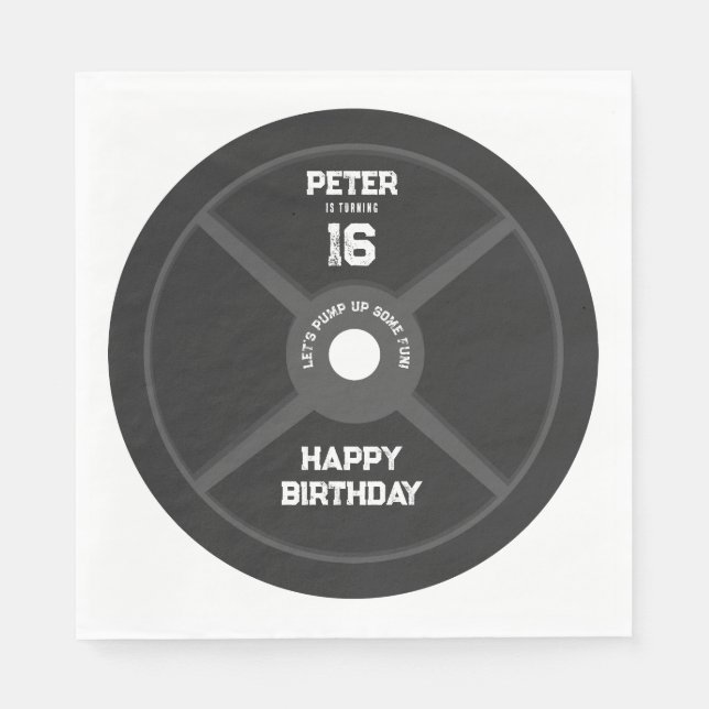 Weight Plate Training Fitness Gym Birthday Party Napkins (Front)