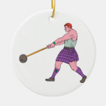Weight Throw Highland Games Athlete Drawing Ceramic Ornament at Zazzle