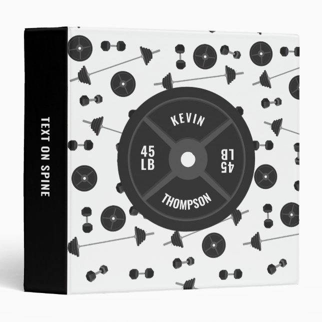 Weight Training Fitness Dumbbell Bodybuilding  3 Ring Binder (Front/Spine)