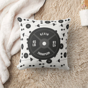 Weight Training Fitness Dumbbell Bodybuilding Name Throw Pillow