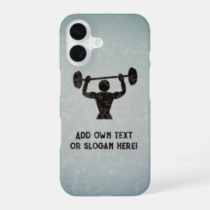 Weight Training - Galvanized Steel look - add text iPhone 16 Case