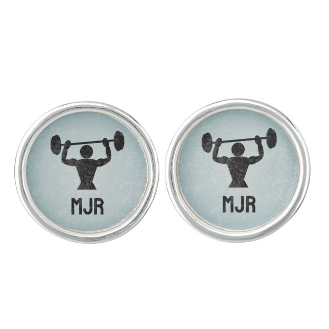 Weight Training / Strong guy Lifting: any initials Cufflinks (Front)