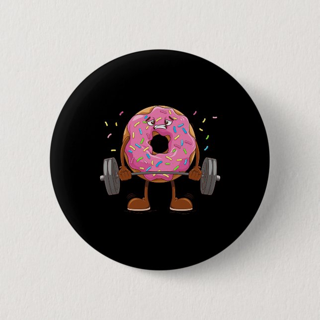 Weightlifing - Funny Fitness Workout Gym Donut Lov Button (Front)