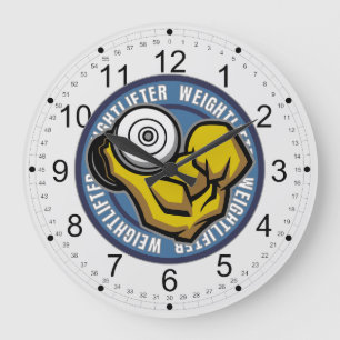 Weightlifter Barbell Curl Large Clock