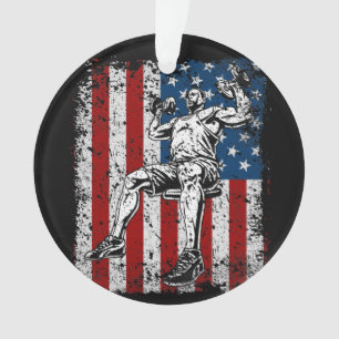 Weightlifter Dumbbell Shoulder Press Ornament
