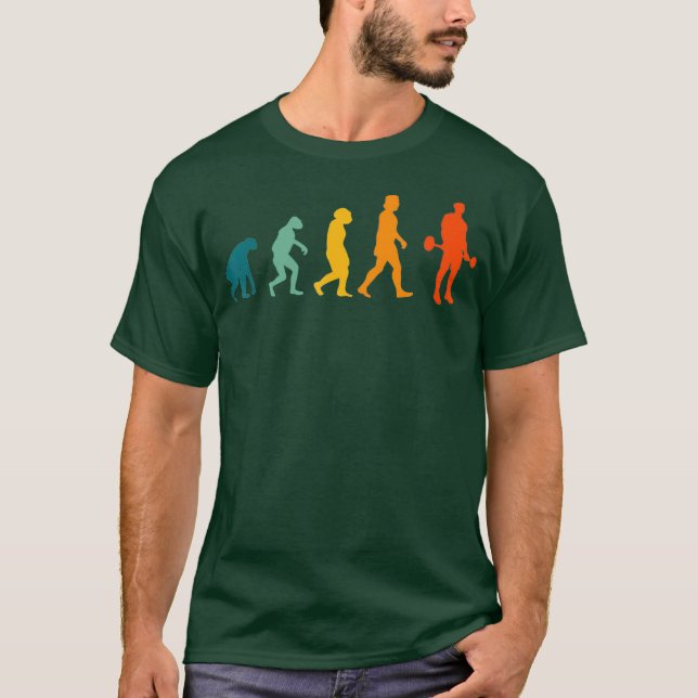 Weightlifter Evolution Retro Weightlifting T-Shirt (Front)