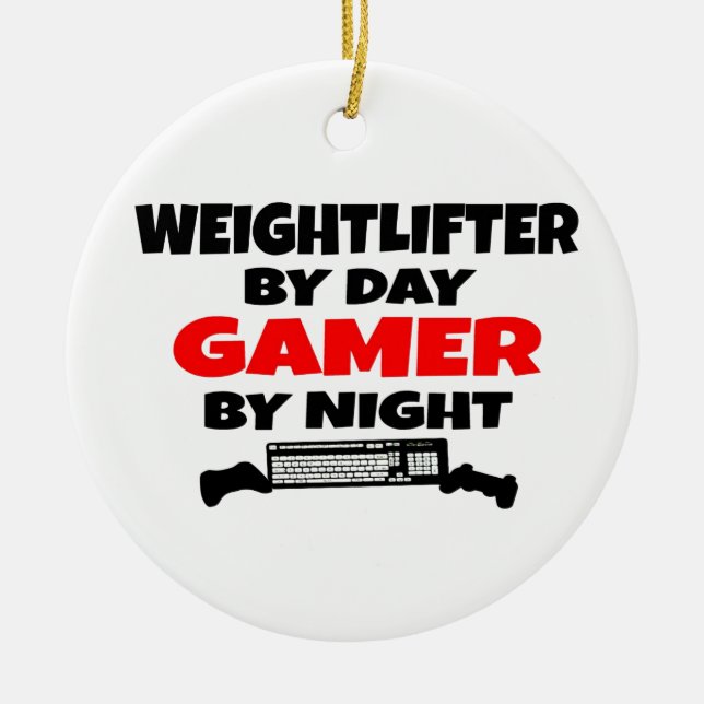 Weightlifter Gamer Ceramic Ornament (Front)