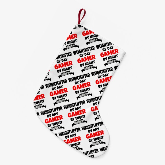 Weightlifter Gamer Small Christmas Stocking (Front (Hanging))