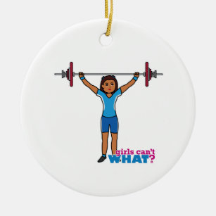 Weightlifter Girl Ceramic Ornament