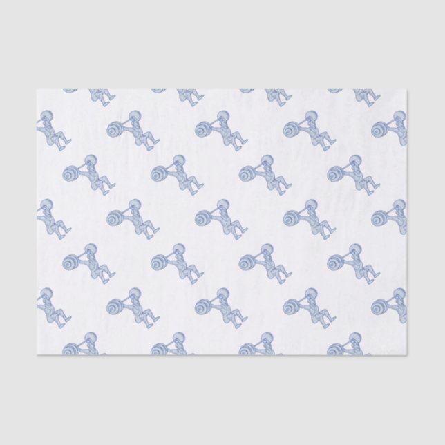 Weightlifter Lifting Barbell Mono Line Tissue Paper (Front)