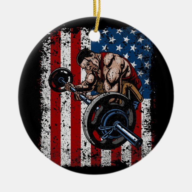 Weightlifter Preacher Curl Gym Ceramic Ornament (Front)