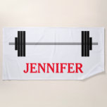 [ Thumbnail: Weightlifting Barbell + Personalized Name Beach Towel ]