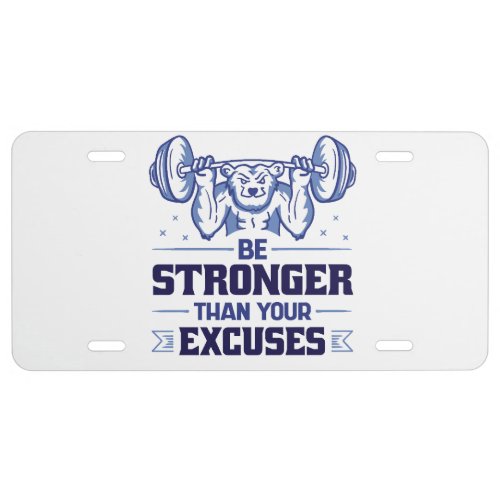 Weightlifting bear design license plate