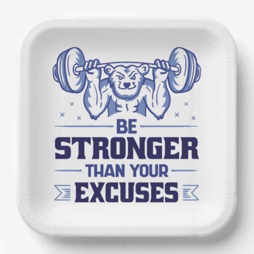 Weightlifting bear design paper plates