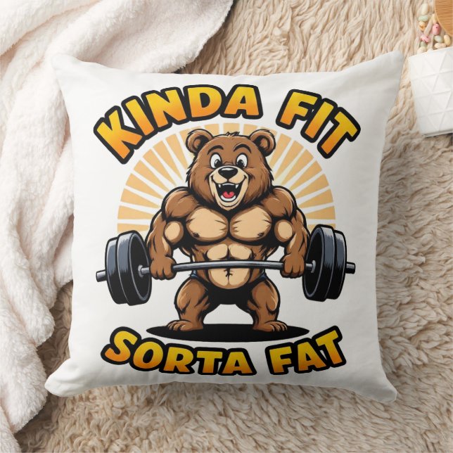 Weightlifting Bear Throw Pillow (Blanket)