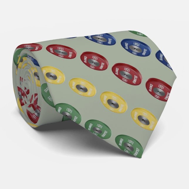 Weightlifting Bumper Plate Tie - Gray (Rolled)