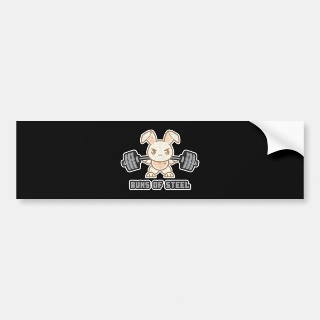 Weightlifting Bunny Cartoon - Squat - Leg Day Bumper Sticker (Front)