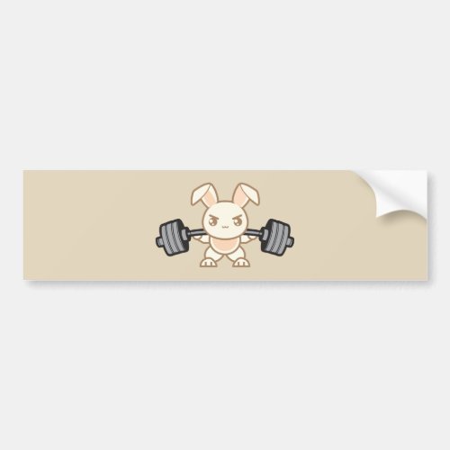 Weightlifting Bunny Cartoon _ Squat _ Leg Day Gym Bumper Sticker