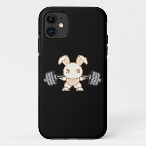 Weightlifting Bunny Cartoon _ Squat _ Leg Day Gym iPhone 11 Case