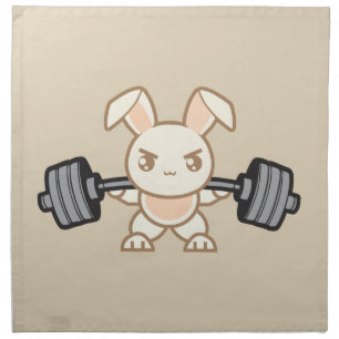 Weightlifting Bunny Cartoon - Squat - Leg Day, Gym Cloth Napkin
