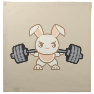 Weightlifting Bunny Cartoon - Squat - Leg Day, Gym Cloth Napkin