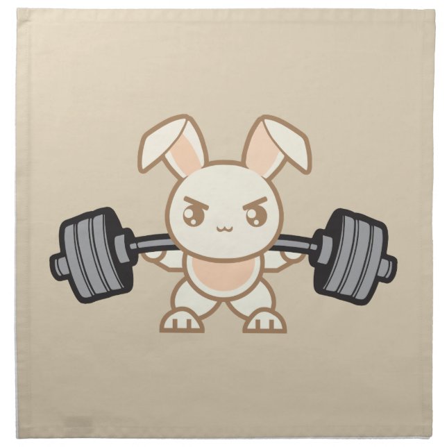 Weightlifting Bunny Cartoon - Squat - Leg Day, Gym Cloth Napkin (Front)