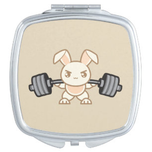 Weightlifting Bunny Cartoon - Squat - Leg Day, Gym Compact Mirror