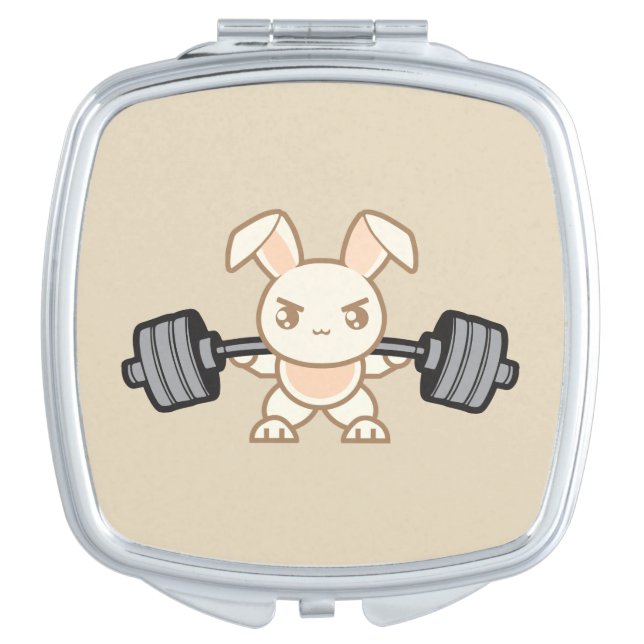Weightlifting Bunny Cartoon - Squat - Leg Day, Gym Compact Mirror (Front)