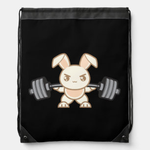 Weightlifting Bunny Cartoon - Squat - Leg Day, Gym Drawstring Bag