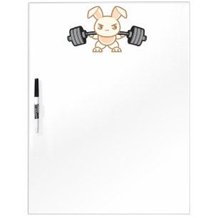 Weightlifting Bunny Cartoon - Squat - Leg Day, Gym Dry Erase Board
