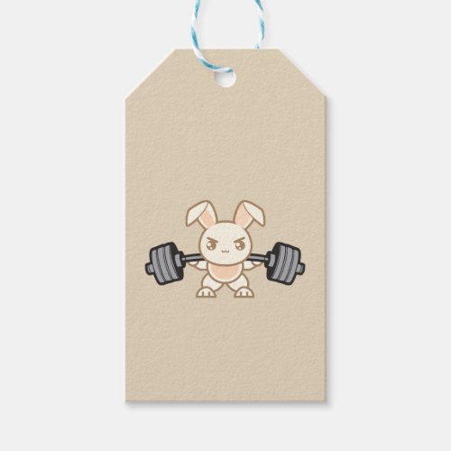Weightlifting Bunny Cartoon _ Squat _ Leg Day Gym Gift Tags