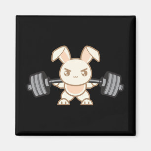 Weightlifting Bunny Cartoon - Squat - Leg Day, Gym Magnet