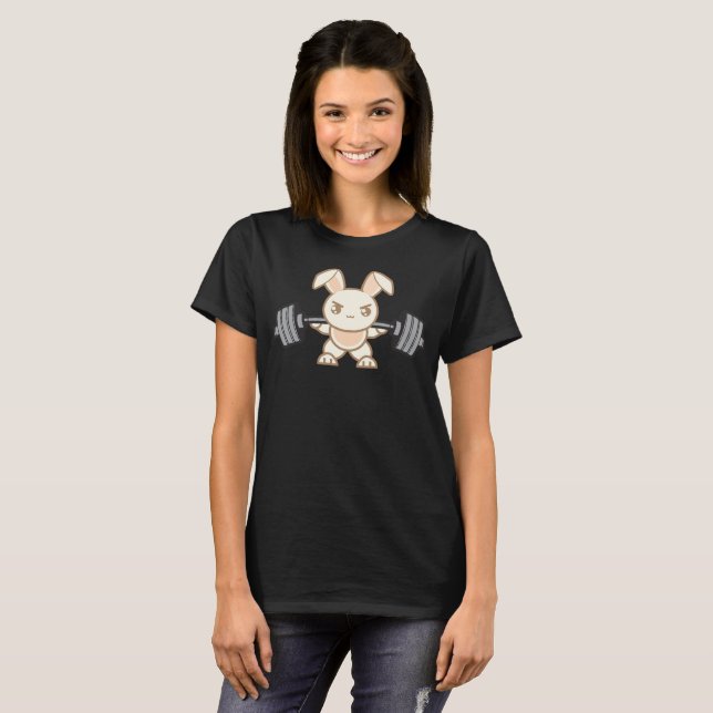 Weightlifting Bunny Cartoon - Squat - Leg Day, Gym T-Shirt (Front Full)