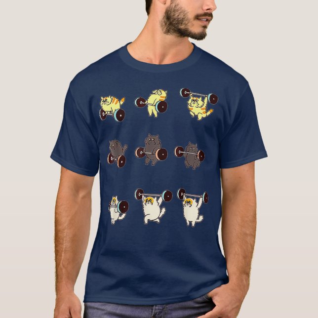Weightlifting Cat Funny Workout Tshirt Cat Lover (Front)