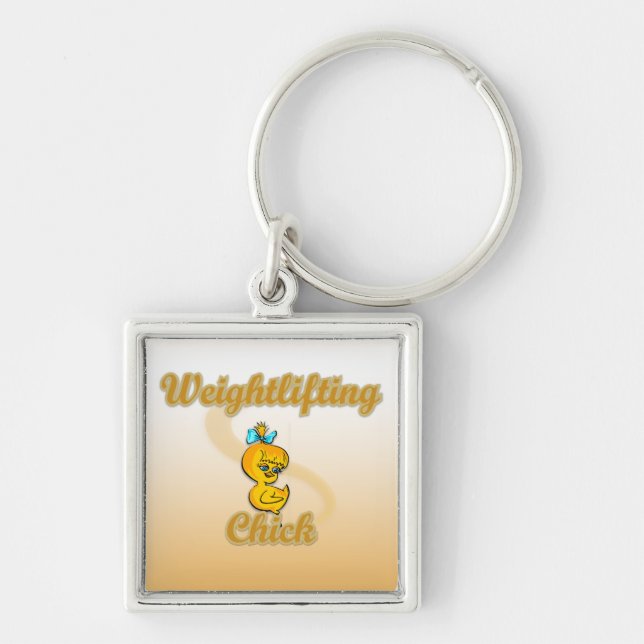 Weightlifting Chick Keychain (Front)