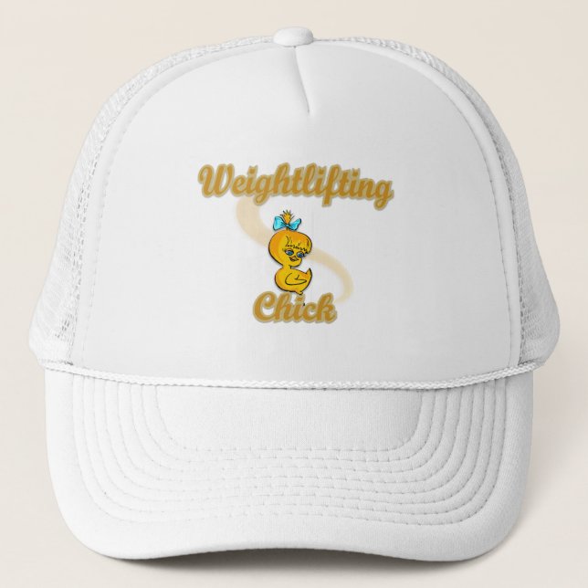 Weightlifting Chick Trucker Hat (Front)