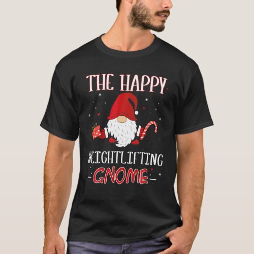Weightlifting Christmas Gnome Costume Matching Fam T_Shirt