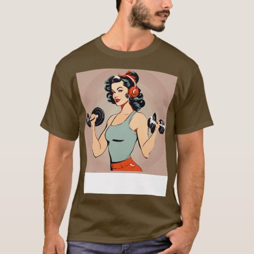 Weightlifting Diva Vintage Art Fit PinUp Pump TShi T_Shirt