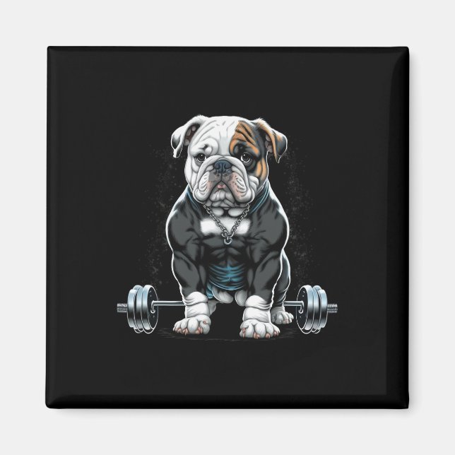 Weightlifting Dog Fun Fitness Gym Bulldog  Magnet (Front)