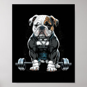 Weightlifting Dog Fun Fitness Gym Bulldog  Poster