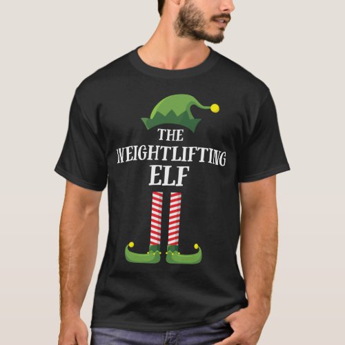 Weightlifting Elf Matching Family Group Christmas T_Shirt