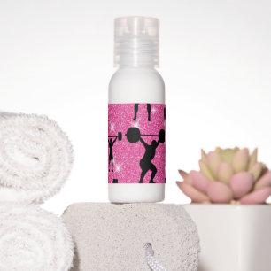 Weightlifting Fitness Workout Sport Pink Glitter Hand Lotion