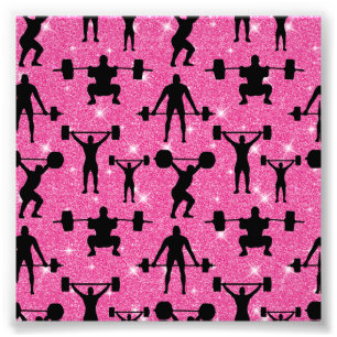 Weightlifting Fitness Workout Sport Pink Glitter Photo Print