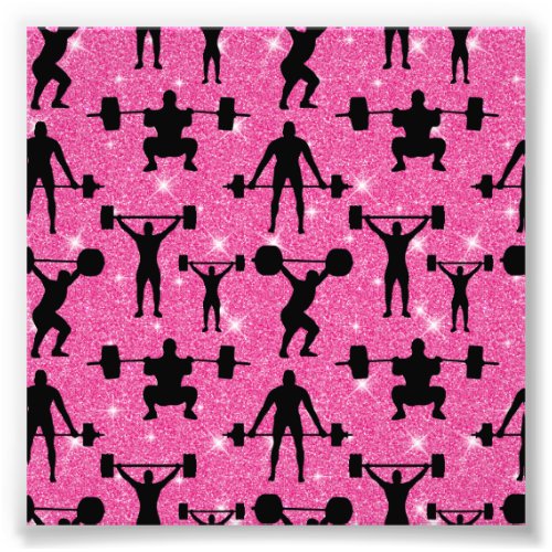 Weightlifting Fitness Workout Sport Pink Glitter Photo Print