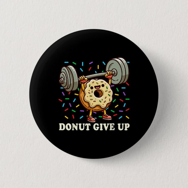 Weightlifting - Funny Fitness Workout Gym Donut Lo Button (Front)