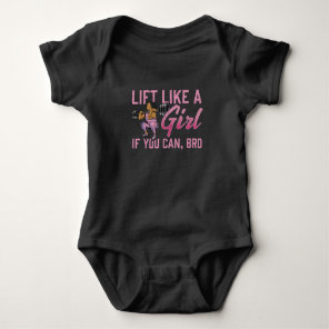 Weightlifting Girl Fitness Strong Gym Woman Baby Bodysuit