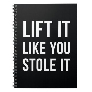 Weightlifting Gym Quote Lift It Black White Notebook by ArtOfInspiration at Zazzle